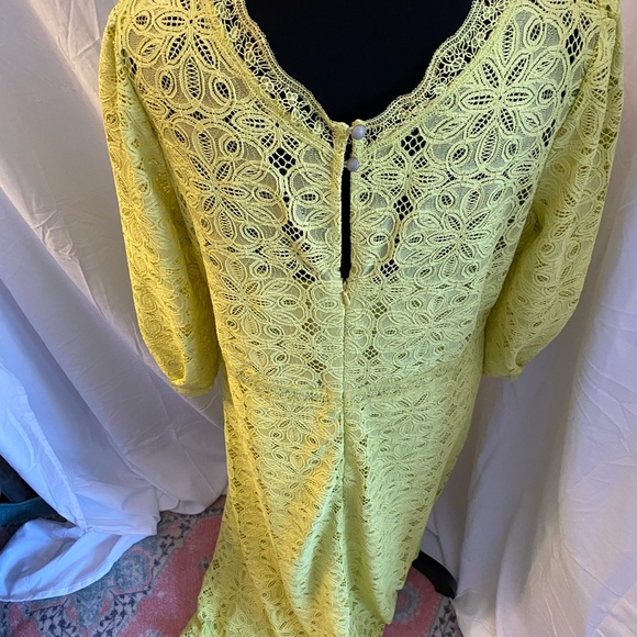 Anthropologie Lace Yellow Midi Dress - Picture 8 of 11